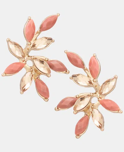 Lonna & Lilly Gold-tone Faux Coral Leaf Stud Earrings In Multi
