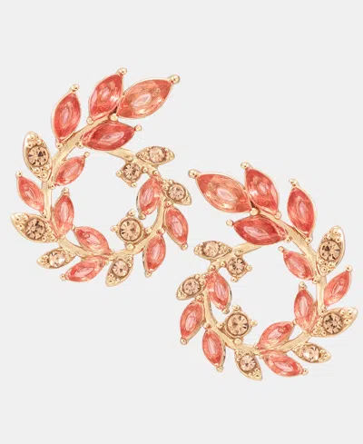 Lonna & Lilly Gold-tone Faux Coral Open Leaf Wreath Earrings In Multi