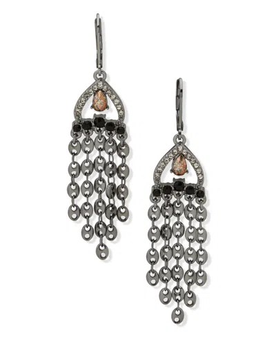 Lonna & Lilly Hematite-tone Chain Chandelier Earrings In Black