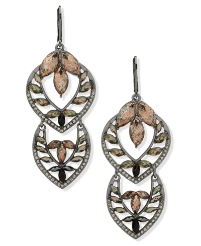 Lonna & Lilly Hematite-tone Cluster Double Drop Earrings In Silver