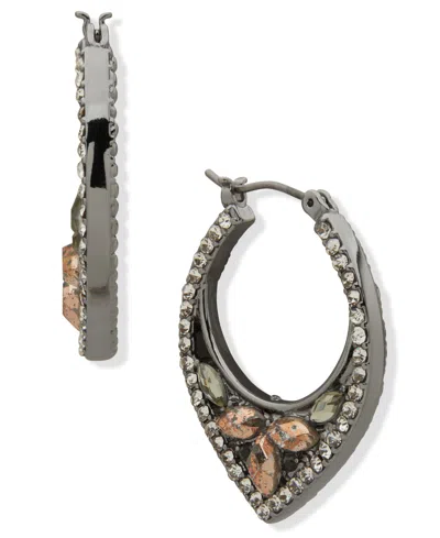 Lonna & Lilly Hematite-tone Pave Stone Hoop Earrings In Black