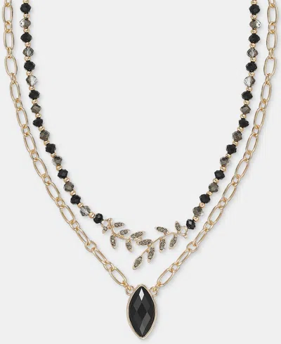 Lonna & Lilly Jet Crystal Two Row Pendant Necklace, 16" + 3" Extender