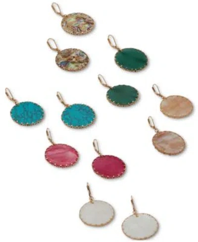 Lonna & Lilly Lonna Lilly Gold Tone Assorted Disc Drop Earrings Collection In Blue Green
