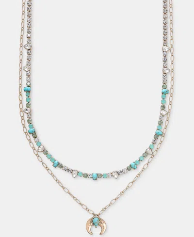 Lonna & Lilly Mixed Stone Layered Pendant Necklace, 16" + 3" Extender In Blue