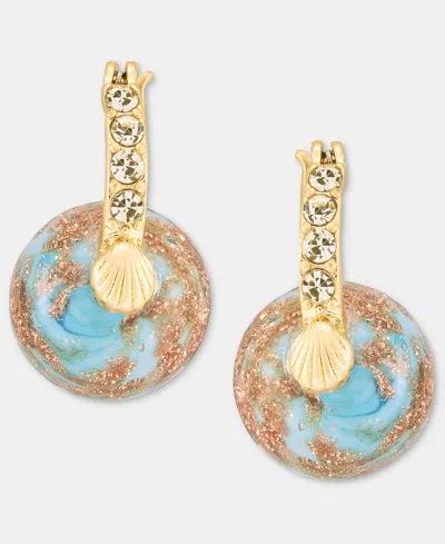 Lonna & Lilly Murano Glass Charm Pave Hoop Earrings In Blue