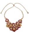 Lonna & Lilly Organza Flower Frontal Slider Necklace, 28" In Gold