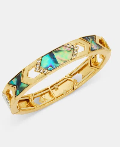 Lonna & Lilly Pave & Abalone Cutout Stretch Bracelet In Gold