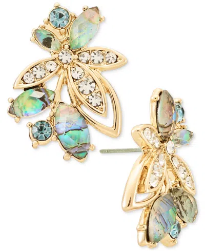 Lonna & Lilly Pave & Stone Leaf Stud Earrings In Gold,blue