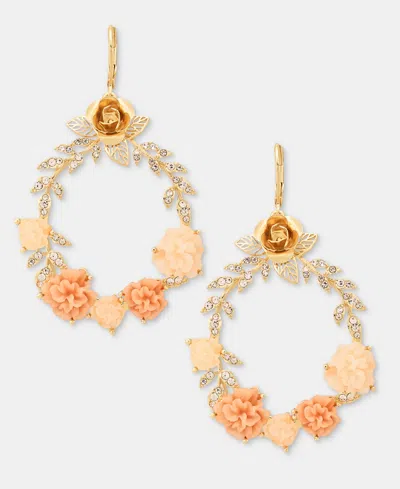 Lonna & Lilly Pave Flower Open Drop Earrings In Blush