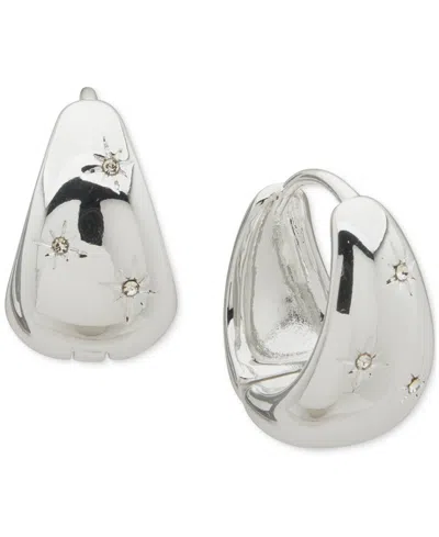 Lonna & Lilly Pave Puffy Hoop Earrings In White