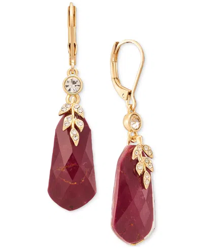 Lonna & Lilly Pave Stone Drop Earrings In Gold,burgundy