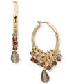 Lonna & Lilly Resin And Glass Stone Beaded Branch Hoop Earrings In Gold