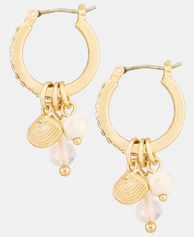 Lonna & Lilly Shell & Bead Charm Hoop Earrings In Gold