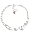 Lonna & Lilly 's Silver-tone Crystal Butterfly Three-row Necklace, 17-1/2" + 3" Extender