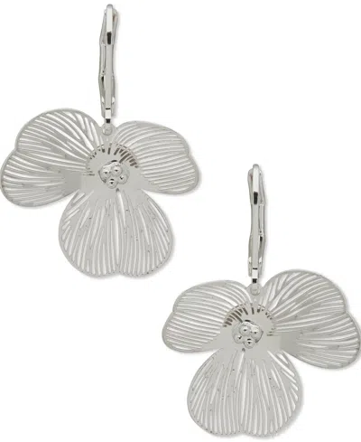 Lonna & Lilly Silver-tone Openwork Flower Drop Earrings In Seafoam