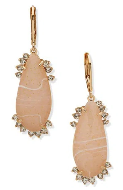 Lonna & Lilly Springtime Sparkle Crackled Stone Drop Earrings In Gold/blush