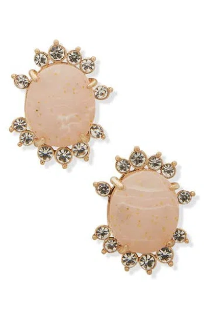 Lonna & Lilly Springtime Sparkle Crackled Stud Earrings In Brown