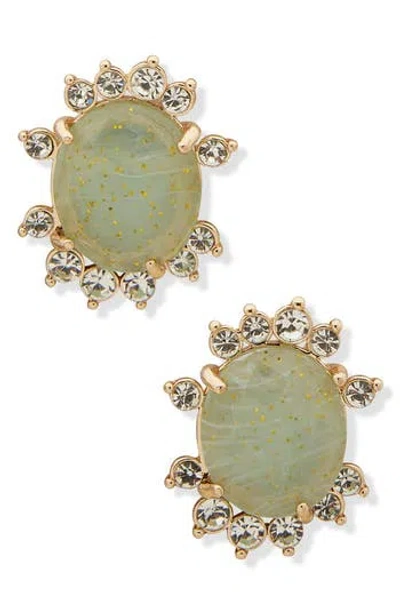 Lonna & Lilly Springtime Sparkle Crackled Stud Earrings In Green