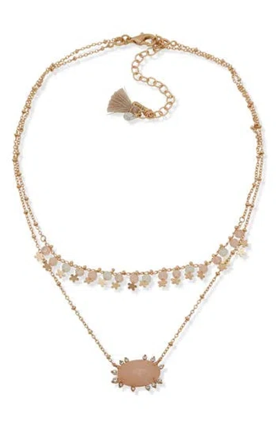 Lonna & Lilly Springtime Sparkle Layered Necklace In Gold/blush