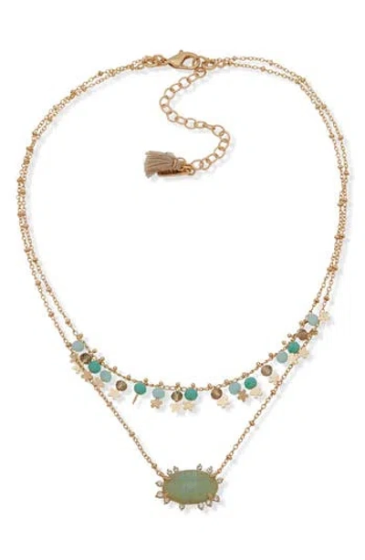 Lonna & Lilly Springtime Sparkle Layered Necklace In Gold/seafoam