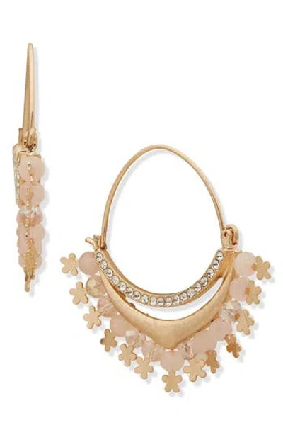 Lonna & Lilly Springtime Sparkle Shaky Hoop Earrings In Gold/blush