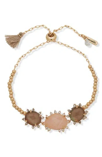 Lonna & Lilly Springtime Sparkle Stone Burst Slider Bracelet In Gold/blush