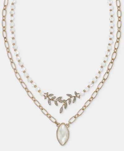 Lonna & Lilly Stone & Bead Layered Pendant Necklace, 16" + 3" Extender In White