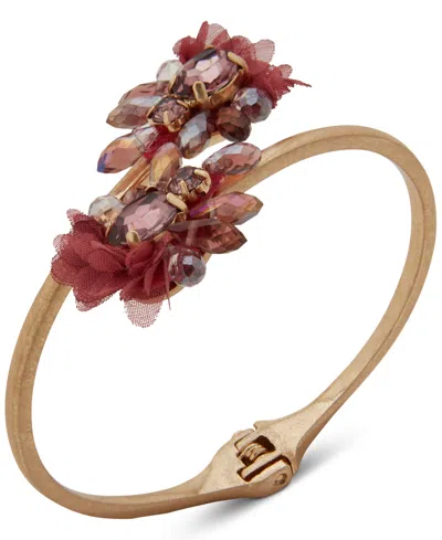 Lonna & Lilly Stone Cluster Hinge Cuff Bracelet In Burgundy