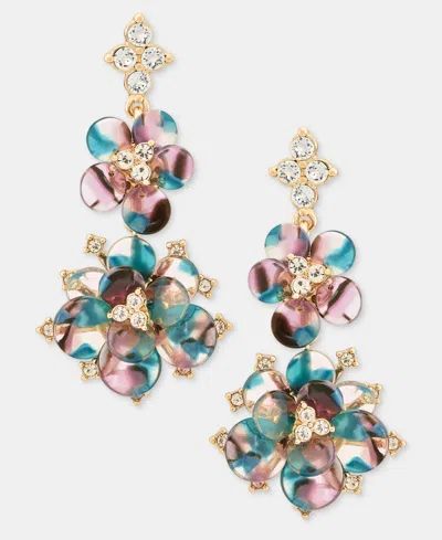 Lonna & Lilly Stone Flower Motif Linear Earrings In Multi