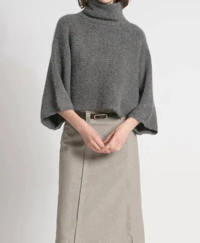Look By M Crop Cocoon Sweater In Charcoal In Gray