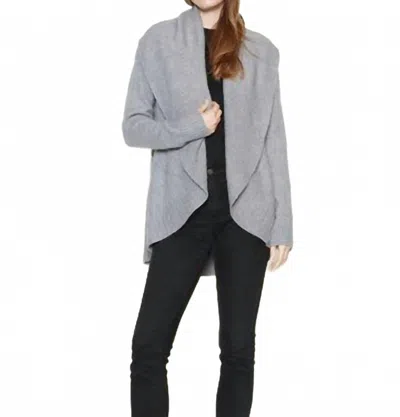 Look By M Heather Pleats Shawl Cardigan In Frost In Gray