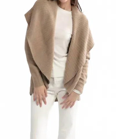 Look By M Heather Pleats Shawl Cardigan In Gold