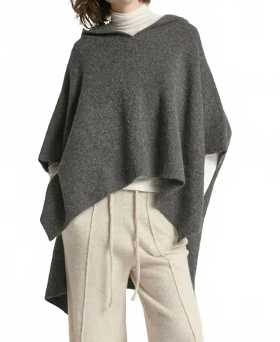 Look By M Hooded Pullover Poncho In Charcoal In Gray