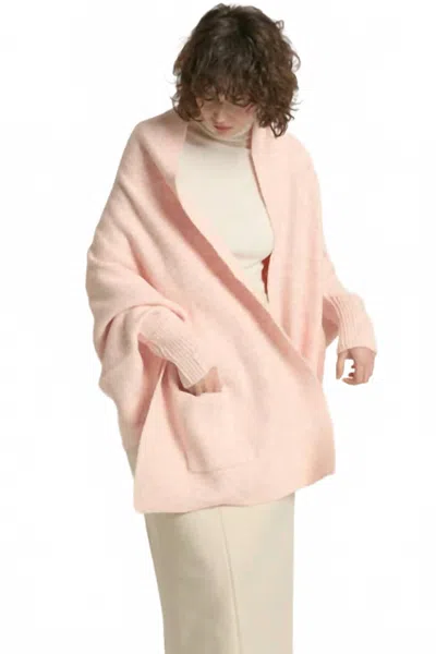 Look By M Pocket Shrug Cape Cardigan In Blush In Multi