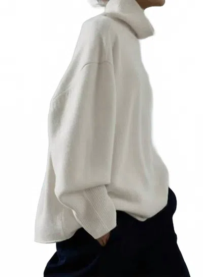 Look By M Slouch Turtleneck Sweater In Ivory In Metallic