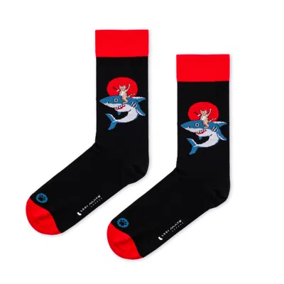 Look Mate London Men's Black / Red Cat The Shark Rider In Black/red