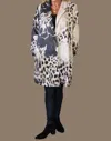 Look Mode Usa Faux Suede Leopard And Flower Print Long Jacket In Tan/black In Multi