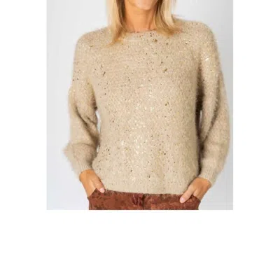 Look Mode Usa Fluffy Sweater In Taupe In Neutral