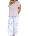 Look Mode Usa Gauze Linen V Neck Linen Top In Dusty Rose In Multi
