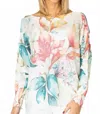 Look Mode Usa Italian-made Floral Batwing Sweater In Multi