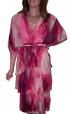 Look Mode Usa Layered Silk Dress In Fuschia In Pink