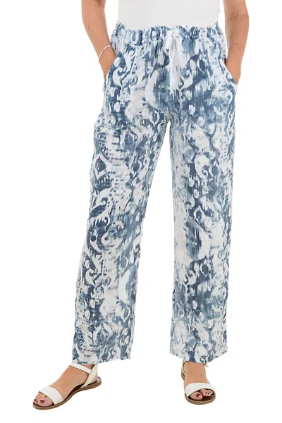 Look Mode Usa Look Mode Printed Linen Pant In Navy