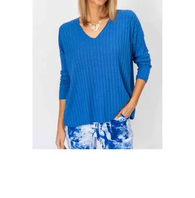 Look Mode Usa Oversized Ribbed Top In Royal Blue In Multi