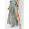 LOOK MODE USA PALM LEAF PRINT LONG SKIRT IN OLIVE