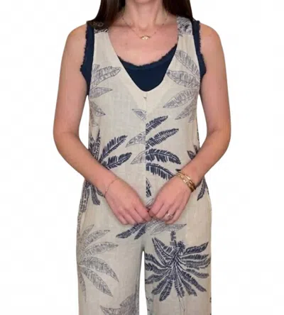 Look Mode Usa Palm Print Romper In Beige In Neutral