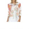 Look Mode Usa Parrot Print Batwing Sweater In Fuchsia In White