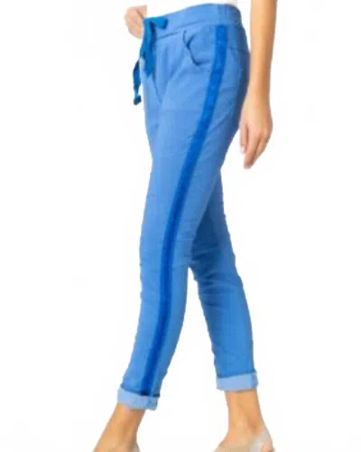 Look Mode Usa Plain Jegging W/ Ribbon Side Hot Wash In Blue In Neutral