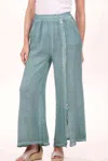 Look Mode Usa Pull On Button Pant In Lagoon In Blue