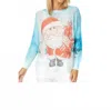 Look Mode Usa Santa Batwing Sweater In Blue Multi In Multi