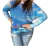 Look Mode Usa Shades Of The Tide Batwing Sweater In Bright Blue In Multi
